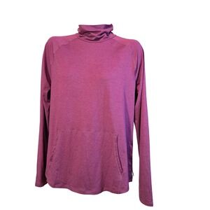 Eddie Bauer Womens Active Funnel Neck Long Sleeve Large Kangaroo Pocket Burgundy